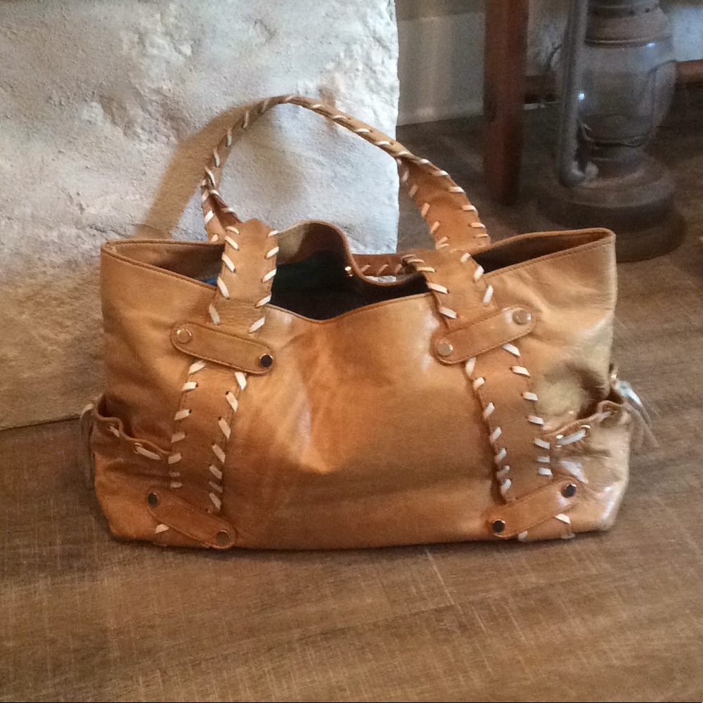 Tan leather purse